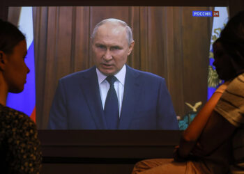 Εικόνα από διάγγελμα του Βλαντίμιρ Πούτιν (φωτ. αρχείου: EPA / Sergei Ilnitsky)