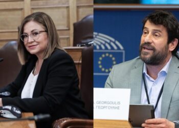 Η Μαρία Σπυράκη και ο Αλέξης Γεωργούλης (φωτ.: EUROKINISSI, European Parliament)