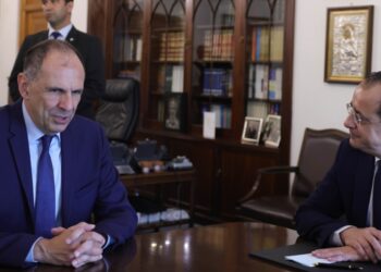 Πρώτη συνάντηση του προέδρου της Κυπριακής Δημοκρατίας Νίκου Χριστοδουλίδη με τον νέο υπουργό Εξωτερικών της Ελλάδας Γιώργο Γεραπετρίτη (Φωτ.: twitter.com/GreeceMFA)