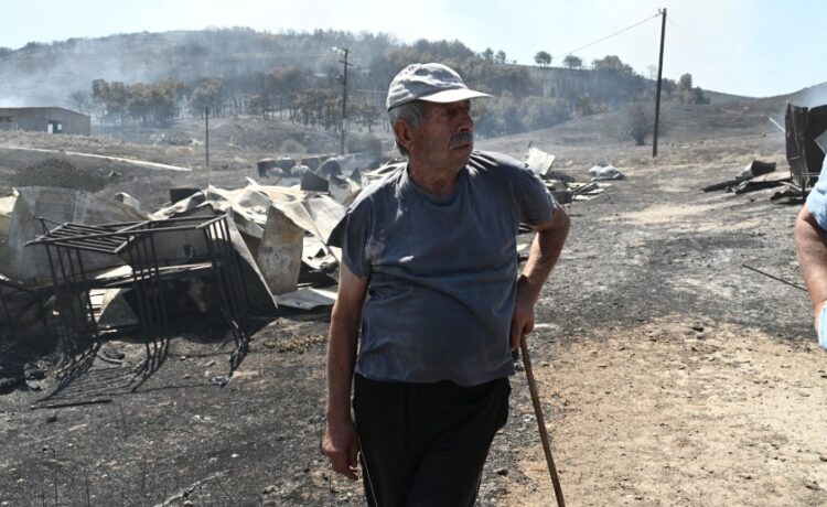 Κτηνοτρόφος του οποίου η μονάδα καταστράφηκε από την πυρκαγιά στη Μαγνησία (φωτ.: EUROKINISSI/Τατιάνα Μπόλαρη)