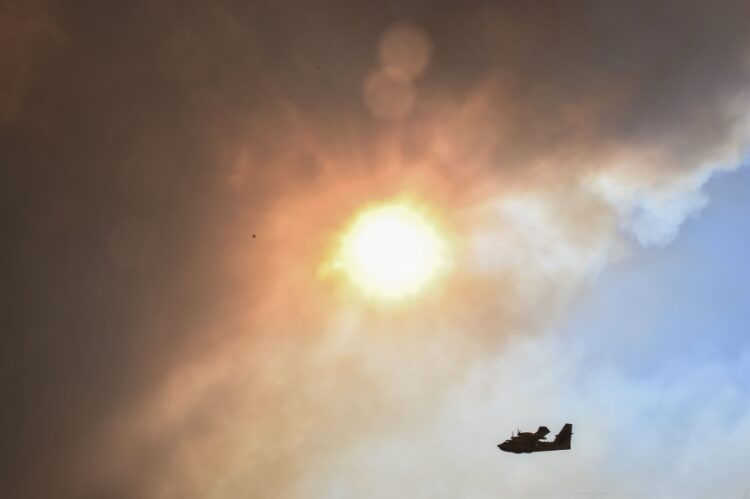 Εικόνα από χθες, κατά την αναζωπύρωση της πυρκαγιάς στην περιοχή της Νέας Αγχιάλου Μαγνησίας (φωτ.: Βασίλης Οικονόμου/EUROKINISSI)
