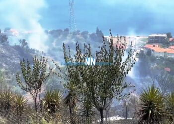 Πυρκαγιά κοντά σε σπίτια στον Πλατανίτη (φωτ.: YouTube / 
Nafpaktianews)