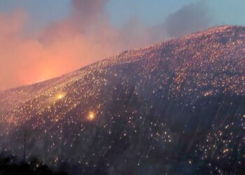 Στιγμιότυπο από την πυρκαγιά στην περιοχή του Διστόμου (φωτ.: ΑΠΕ-ΜΠΕ)
