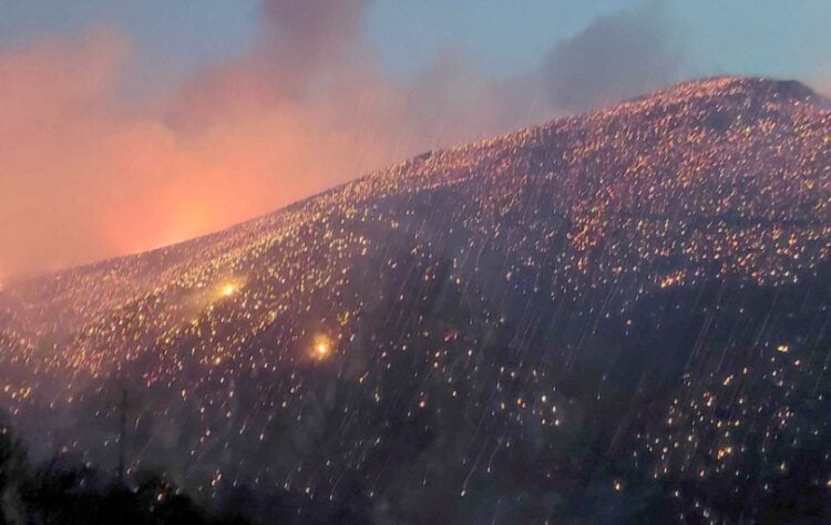 Στιγμιότυπο από την πυρκαγιά στην περιοχή του Διστόμου (φωτ.: ΑΠΕ-ΜΠΕ)