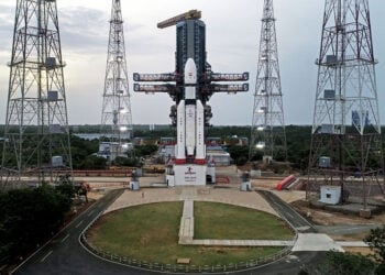 Λίγο πριν από την εκτόξευση του πυραύλου LVM3 που μετέφερε στο Διάστημα το διαστημόπλοιο Chandrayaan-3 (φωτ.: Facebook / ISRO - Indian Space Research Organisation)