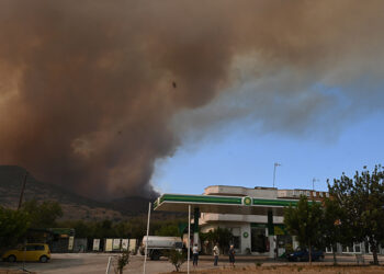 Από την πυρκαγιά στη Νέα Αγχίαλο (φωτ.: EUROKINISSI / Τατιάνα Μπόλαρη)