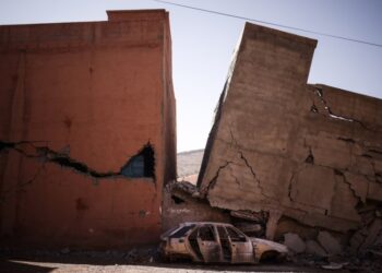 Κατεστραμμένα κτήρια στο Άσνι, νότια του Μαρακές, στο Μαρόκο (φωτ.: EPA/Yoan Valat)