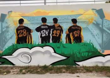 Το γκράφιτι δημιουργήθηκε σε τοίχο του 2ου Γυμνασίου Θέρμης (φωτ.: facebook/Συμβούλιο Νέων Δήμου Θέρμης)