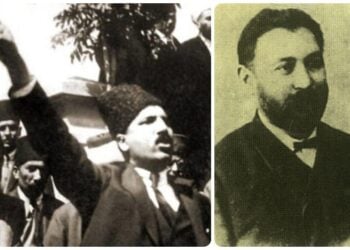 Αριστερά ο πρόεδρος του Δικαστηρίου Ανεξαρτησίας της Αμάσειας, και αργότερα υπουργός Δικαιοσύνης, Μουσταφά Νεκάτι και δεξιά ο Ματθαίος Κωφίδης