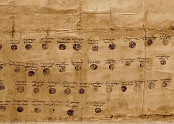 Σφραγίδες και υπογραφές σε γράμμα της Επιτροπής Κρυφίων Χριστιανών, το 1857, στην Τραπεζούντα (φωτ.: ΕΠΜ/Τμήμα της επιστολής)