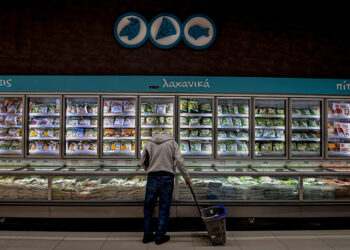 Καταναλωτής στο τμήμα κατεψυγμένων ενός σουπερμάρκετ (φωτ.: EUROKINISSI)