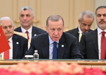 Ο Τούρκος πρόεδρος στην 10η Σύνοδο της OTS στην Αστάνα του Καζακστάν (φωτ.:   EPA/KAZAKHSTAN PRESIDENT PRESS SERVICE)