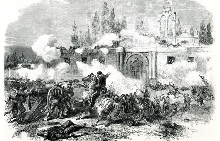 Ο οθωμανικός στρατός επιτίθεται στη Μονή Αρκαδίου, Νοέμβριος 1866 (πηγή: Travelogues, με το βλέμμα των περιηγητών / Ίδρυμα Αικατερίνης Λασκαρίδη)
