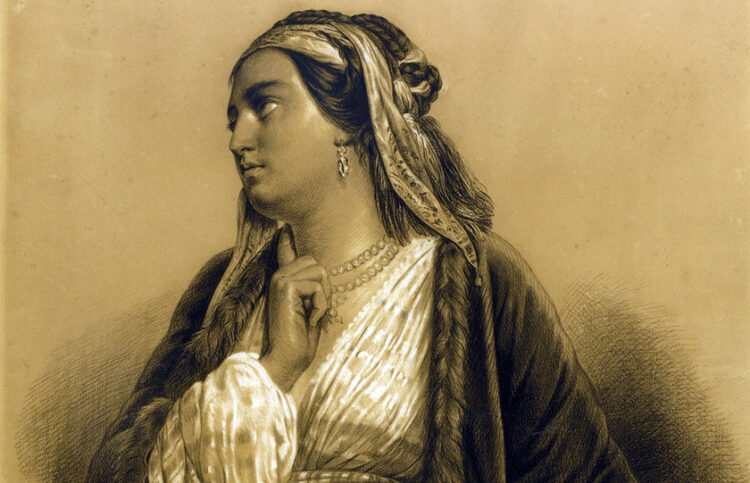 Η κυρα-Βασιλική σε έργο του H. Helly (ή Helley), 1850 (πηγή: Sotheby's / commons.wikimedia.org)