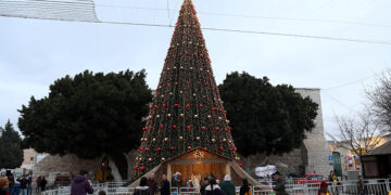 Το χριστουγεννιάτικο δέντρο της Βηθλεέμ, από παλαιότερη χρονιά (φωτ. αρχείου: EPA / Abed Al Hashlamoun)
