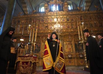 Ο Οικουμενικός Πατριάρχης Βαρθολομαίος στη Θεία Λειτουργία της πρωτοχρονιάς (φωτ.: ec-patr.org)