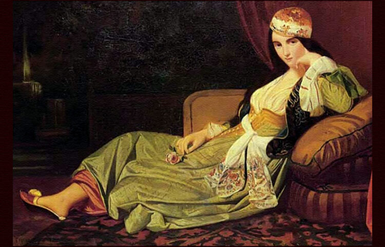 Η κυρα-Φροσύνη με ηπειρώτικη φορεσιά, σε ελαιογραφία του Νικόλαου Κουνελάκη