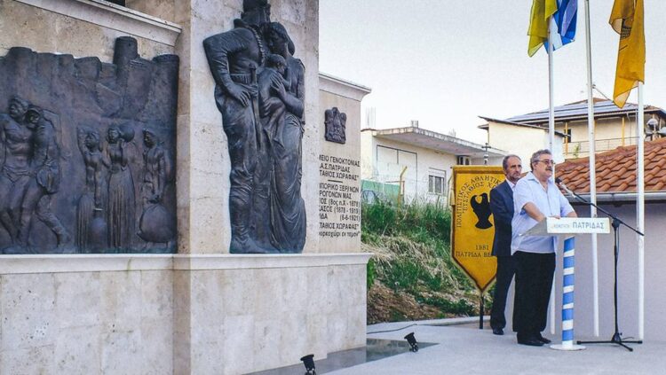 Ο Αντώνης Καγκελίδης στο βήμα, την Ημέρα Μνήμης της Γενοκτονίας των Ελλήνων του Πόντου, στην Πατρίδα Ημαθίας