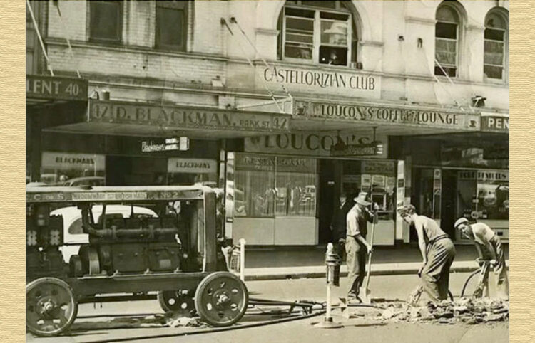 Το κτήριο του Συλλόγου Καστελλοριζίων στο Σίδνεϊ το 1929 (φωτ.: neoskosmos.com)