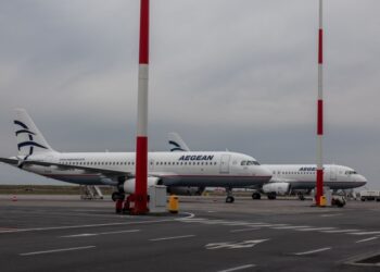 Αεροσκάφη της AEGEAN στο αεροδρόμιο «Μακεδονία» (φωτ.: ΜΟΤΙΟΝΤΕΑΜ/Βασίλης Βερβερίδης)