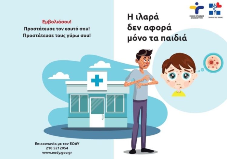 Η αφίσα του ΕΟΔΥ για την ιλαρά