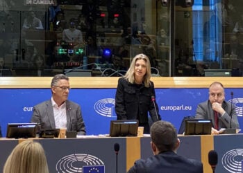 Η Μαρία Καρυστιανού στην εκδήλωση στο Ευρωπαϊκό Κοινοβούλιο (φωτ.: Documento)