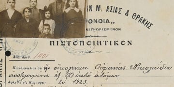 Πιστοποιητικό του Συλλόγου Προσφύγων Μ. Ασίας και Θράκης «Η Πρόνοια» σχετικά με την άφιξη της οικογένειας της Ουρανίας Νικολαΐδου από τη Νίγδη του Ικονίου στην Κέρκυρα το 1923 (πηγή: Λαογραφικό και Εθνολογικό Μουσείο Μακεδονίας-Θράκης)