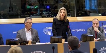 Η Μαρία Καρυστιανού στην προηγούμενη ομιλία της στο ευρωκοινοβούλιο (φωτ.: Χ/ElenaKountoura)