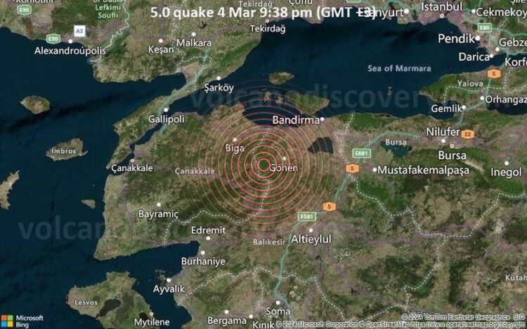Το επίκεντρο του σεισμού ήταν στο νομό Δαρδανελλίων (φωτ.: volcanodiscovery.com)