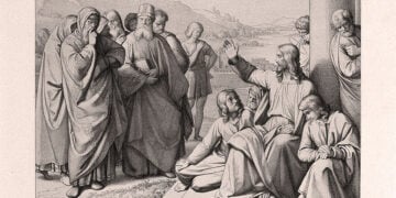 «Ο Ιησούς επιπλήττει τους Φαρισαίους». Χαρακτικό του Friedrich Ludy βασισμένο σε πίνακα του Johann Friedrich Overbeck (πηγή: commons.wikimedia.org)