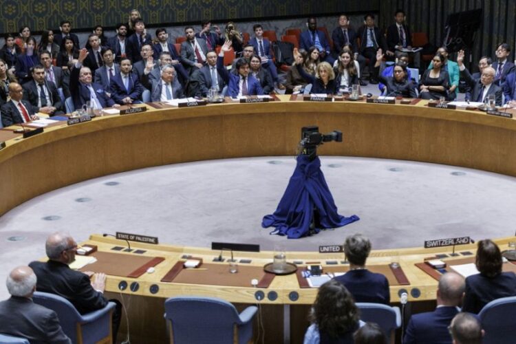 Η στιγμή της ψηφοφορίας στο Συμβούλιο Ασφαλείας του ΟΗΕ για το αίτημα των Παλαιστινίων (φωτ.: EPA / Sarah Yenesel)
