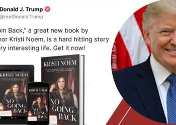 Tweet του Ντόναλντ Τραμπ για το βιβλίο της Κρίστι Νόουμ (φωτ.:twitter.com/KristiNoem)