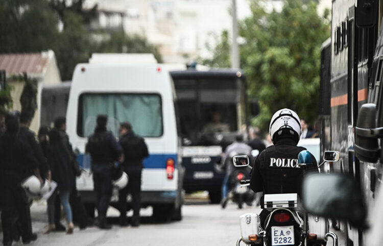Ισχυρές αστυνομικές δυνάμεις στα δικαστήρια της πρώην Σχολής Ευελπίδων (φωτ.: EUROKINISSI / Κώστας Τζούμας)