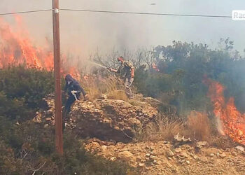 Εικόνα από τη φωτιά στο Λασίθι το απόγευμα του Σαββάτου (φωτ.: radiolasithi.gr)