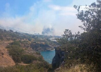 Χθεσινή εικόνα από το μέτωπο της φωτιάς στο Λασίθι (φωτ.: radiolasithi.gr)