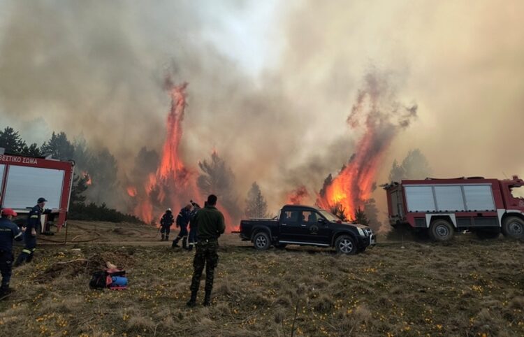 Εξακολουθεί να καίει η πυρκαγιά στα Πιέρια Όρη (φωτ.: odelalis.gr)