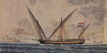 Το πλοίο «Παναγία της Ύδρας». Έλαβε την ονομασία του από τη μονή που βρισκόταν στο λιμάνι του νησιού. Πίνακας στο Εθνικό Ιστορικό Μουσείο