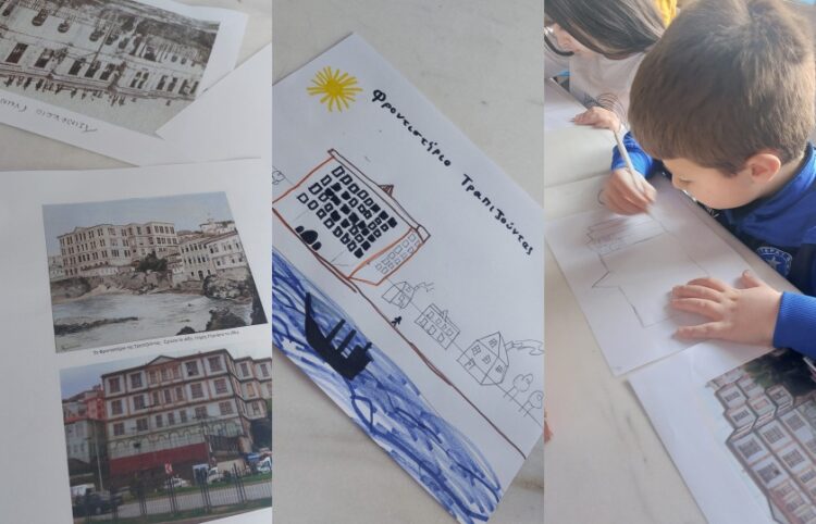 Τα παιδιά είχαν στη διάθεσή τους φωτογραφίες των ποντιακών σχολών και κλήθηκαν να τις ζωγραφίσουν στο χαρτί (φωτ.: facebook/Ένωση Ποντίων Νίκαιας Κορυδαλλού)