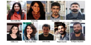 Οι εννέα εργαζόμενοι στα φιλοκουρδικά μέσα Mesopotamya Ajansi και Yeni Yasam (φωτ.: Χ/Yeni Yaşam Gazetesi)