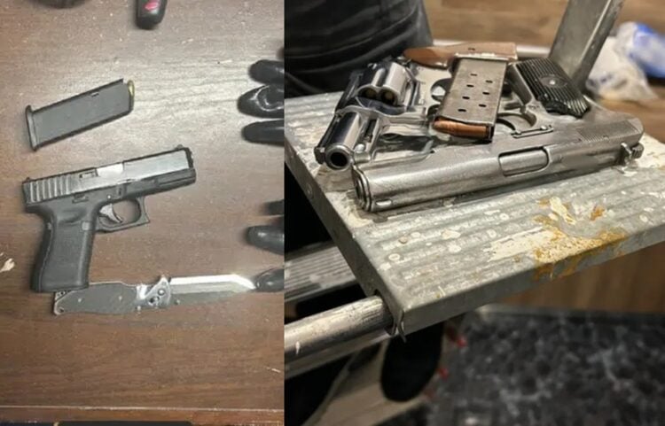 Ορισμένα από τα όπλα που κατάσχεσαν οι αστυνομικοί κατά τη σύλληψη των μελών της εγκληματικής οργάνωσης (φωτ.: Ελληνική Αστυνομία)