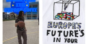 Στιγμιότυπο από το βίντεο και το εξώφυλλο του φυλλαδίου των μαθητών του 1ου ΓΕΛ Αλεξανδρούπολης για τη συμμετοχή στις Ευρωεκλογές