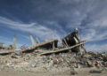 Κατεστραμμένο κτήριο ατη Ράφα (φωτ.: EPA / Mohammed Saber)