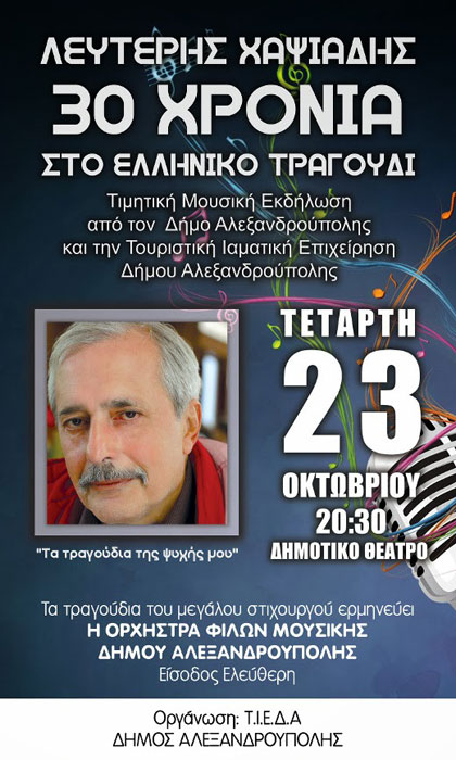 Η Αλεξανδρούπολη τιμά τον Λευτέρη Χαψιάδη | 23 Οκτ 2013