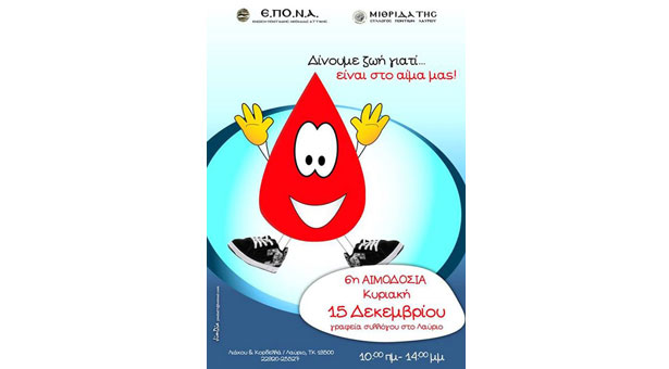 Προσοχή! Αναβολή της εθελοντικής αιμοδοσίας της ΕΠΟΝΑ στον Σύλλογο Ποντίων Λαυρίου