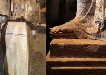 Νέες φωτογραφίες από την Αμφίπολη – Οι Καρυάτιδες στα μαρμάρινα βάθρα τους