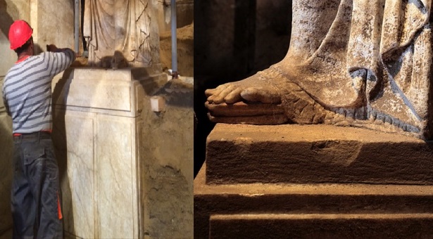 Νέες φωτογραφίες από την Αμφίπολη – Οι Καρυάτιδες στα μαρμάρινα βάθρα τους