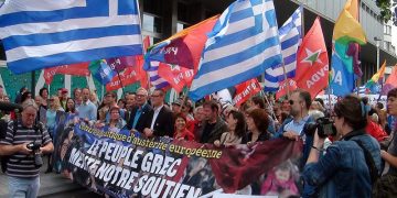 Διαδήλωση αλληλεγγύης προς την Ελλάδα στις Βρυξέλλες