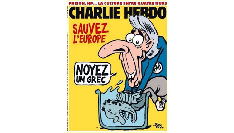 Η Λαγκάρντ του Charlie Hebdo προτείνει: Πνίξτε έναν Έλληνα και σώστε την Ευρώπη