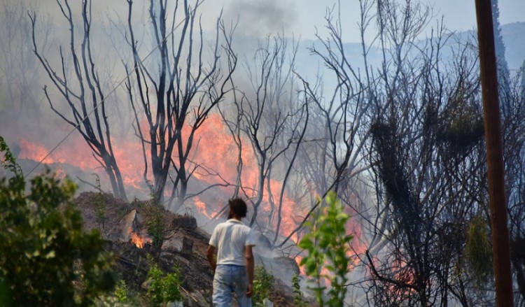 Μαίνεται η φωτιά στις Κεχριές Κορινθίας