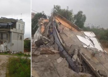 Κατέρρευσε τριώροφο στο Καματερό, ανεμοστρόβιλος στην Αθήνα (βίντεο)